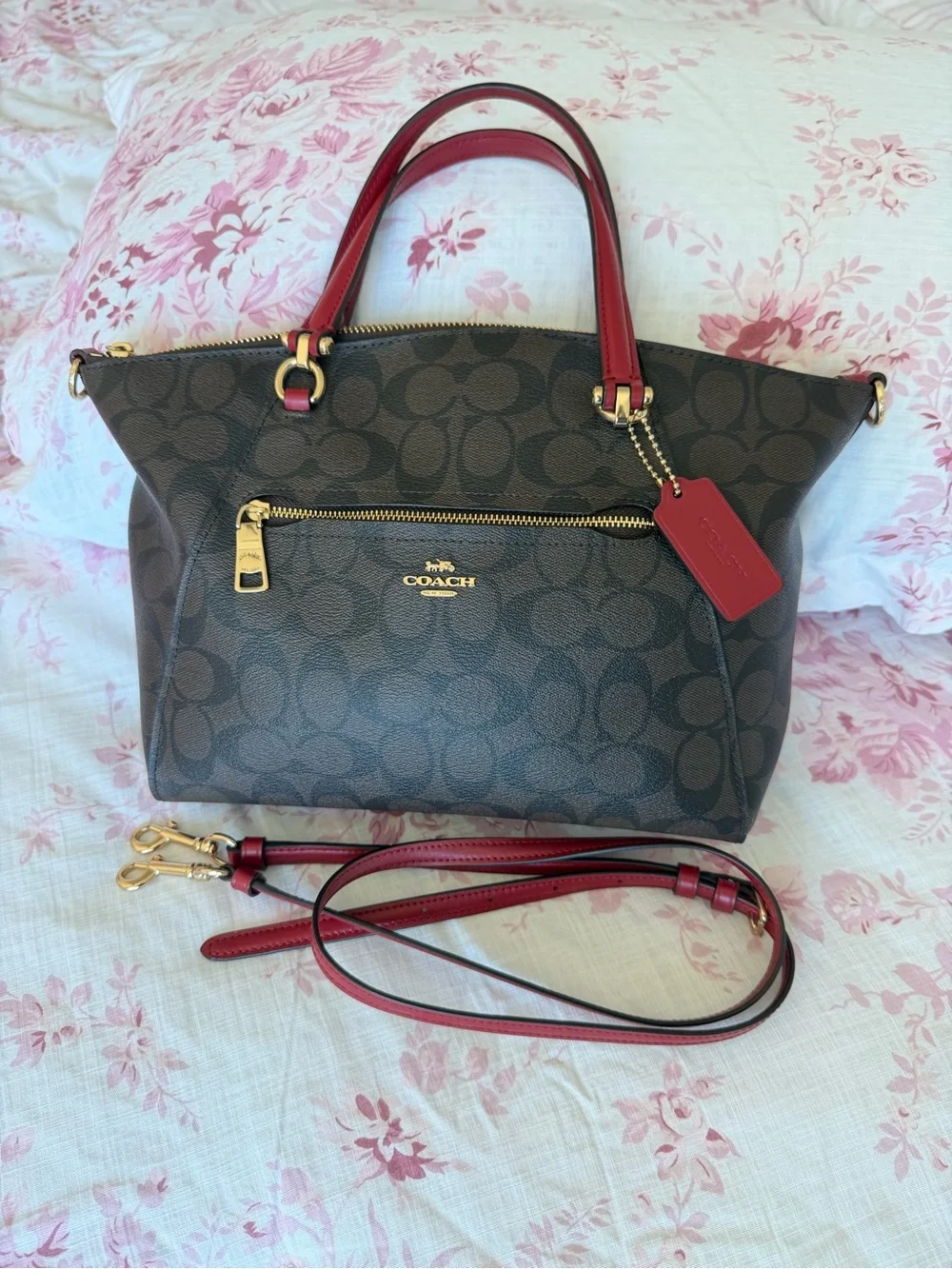 EUC COACH BROWN MONOGRAM SMALL CROSSBODY/HANDBAG - Picture 1 of 11